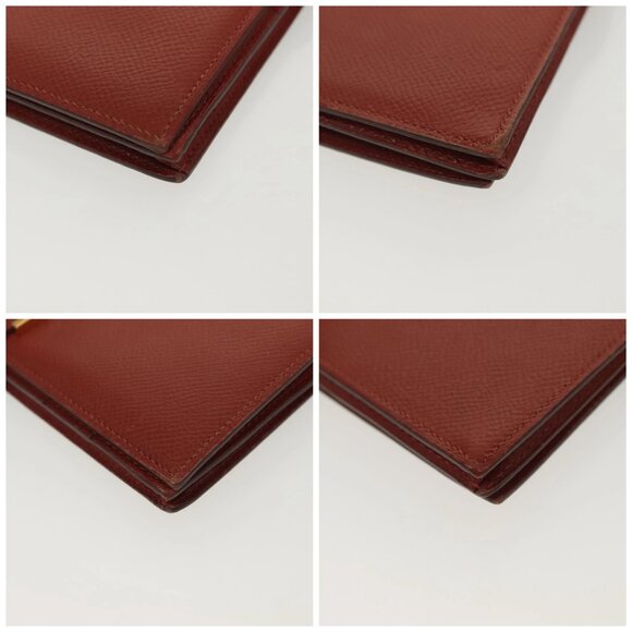 HERMES Beansufla Wallet Leather Brown Gold Auth 142375 - Picture 14 of 16